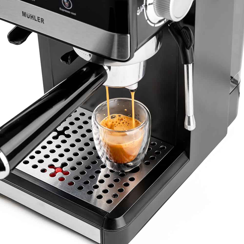 MÛHLER Espressomaskin med 20 bar tryck, kvarn och mjölkskummare