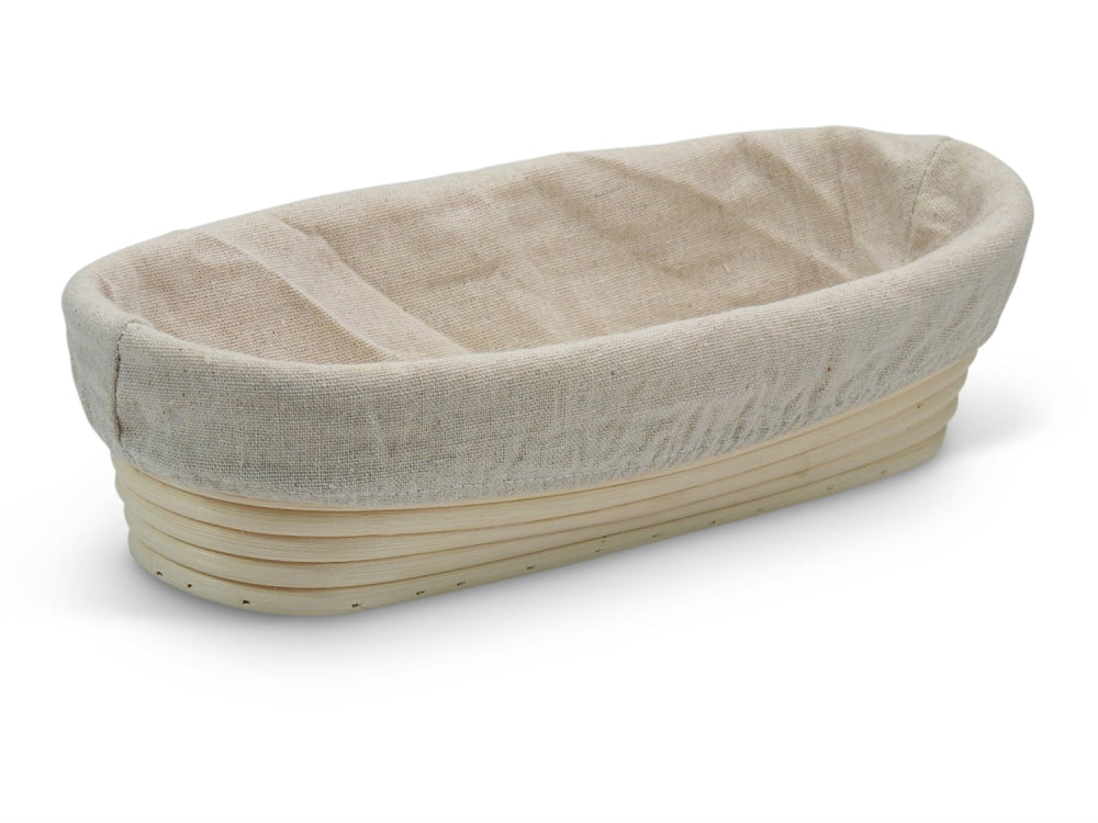 Oval jäskorg 25 x 15 cm i rattan, med avtagbart tyg