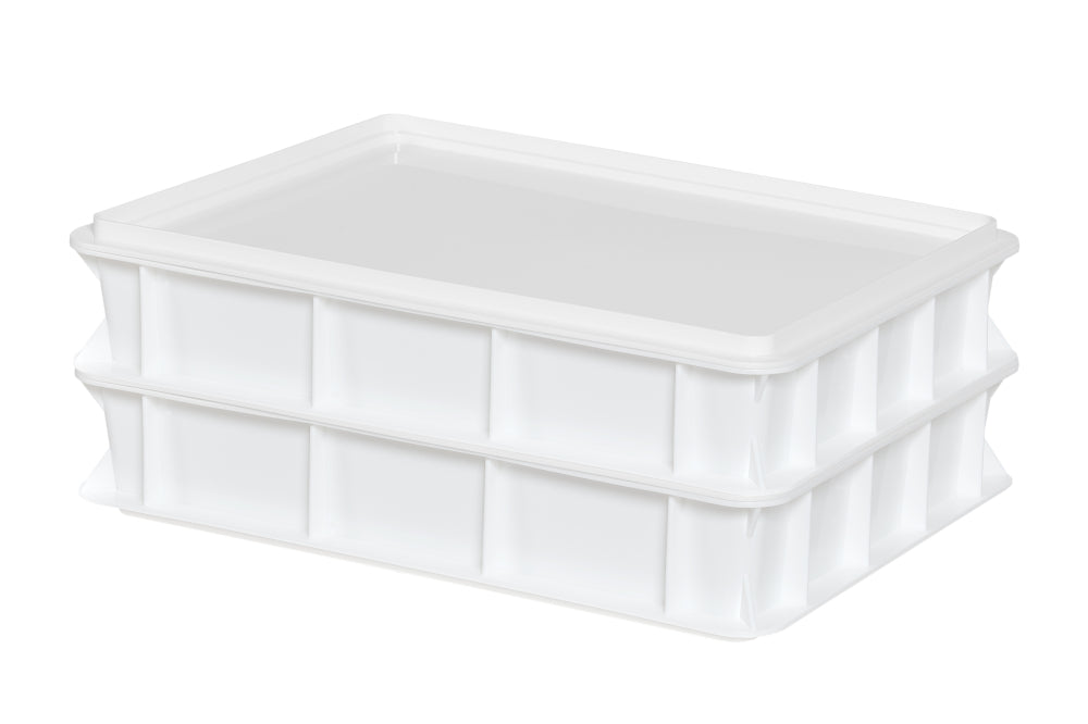 Hævekasse med låg til pizzadej 40x30x8 cm, hvid