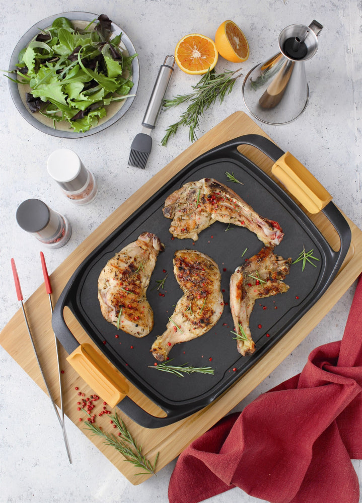 Grillpanna 42 x 28 cm med slät yta och 2 termiska zoner