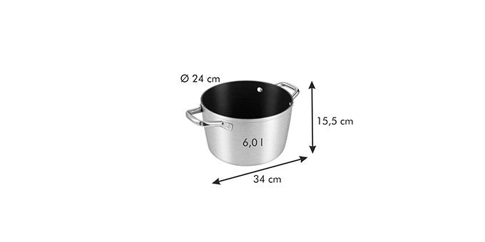 Gryta med non-stick beläggning, 24 cm. 6,0 liter.