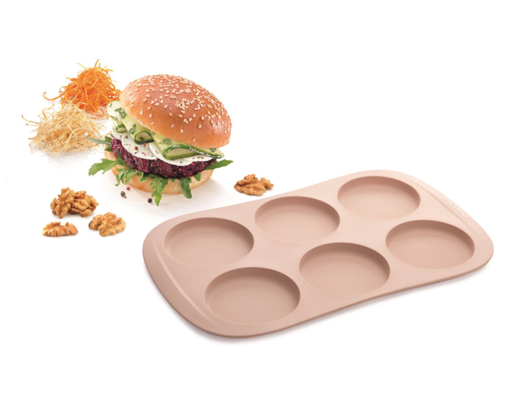 Burgerbulleform i silikon för 6 bullar